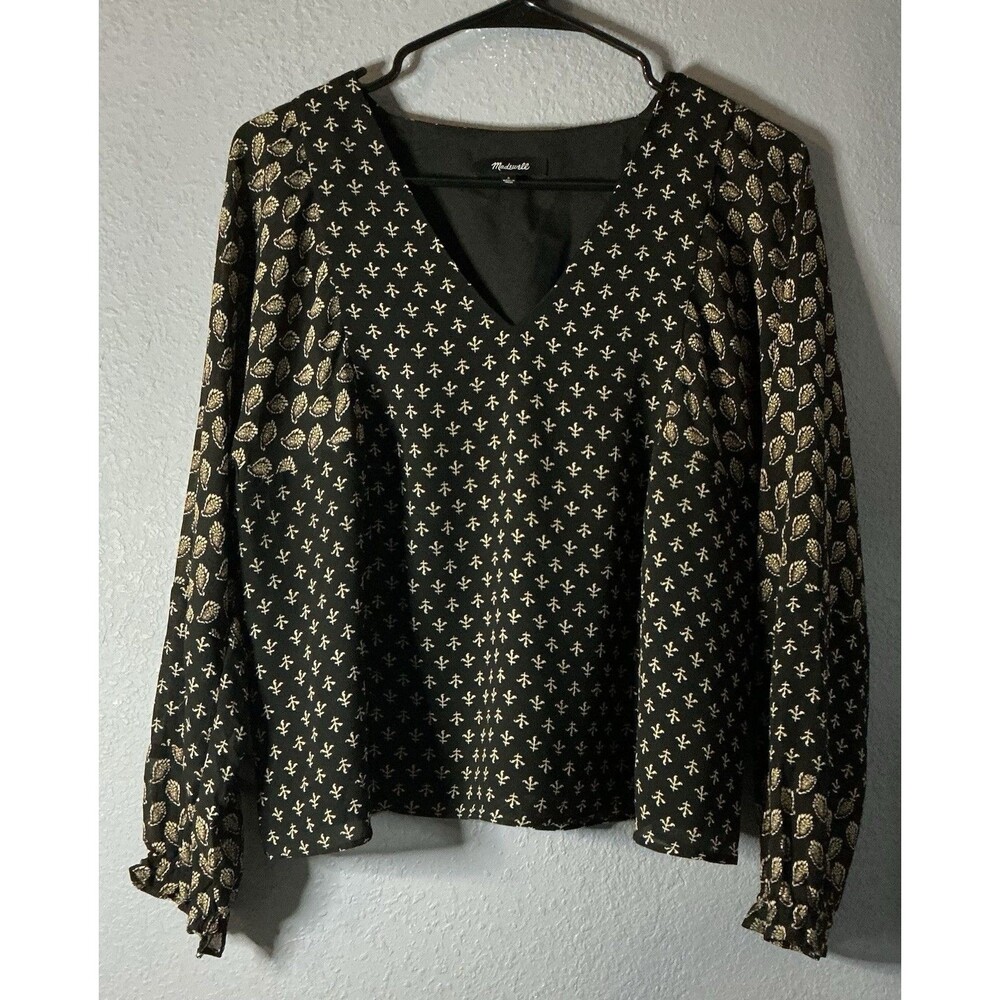Madewell Sheer-Sleeve Brushstroke Paisley Mix Blouse Women’s Small Boho 70s